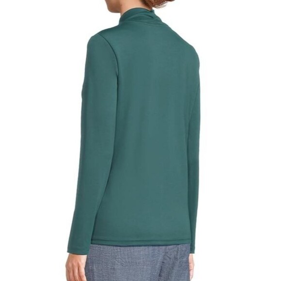 LL Bean Pima Shawl Long-Sleeve Dark Green Cotton Tee Size Medium (10/12) - Picture 2 of 12